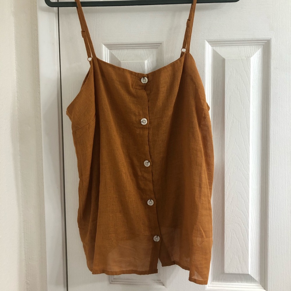 Mustard Yellow Linen Button-Down Camisole